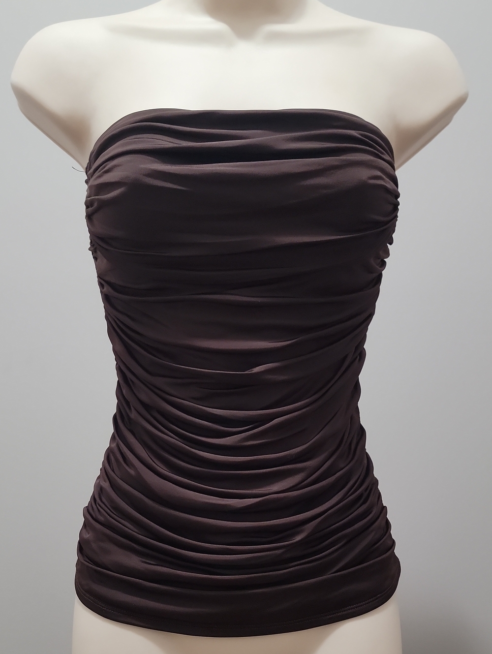 VTG 2006 Victoria's Secret Chocolate Satin Double Lined Tube Top S Y2K